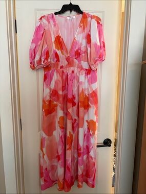 Pink & Orange Floral Maxi Dress